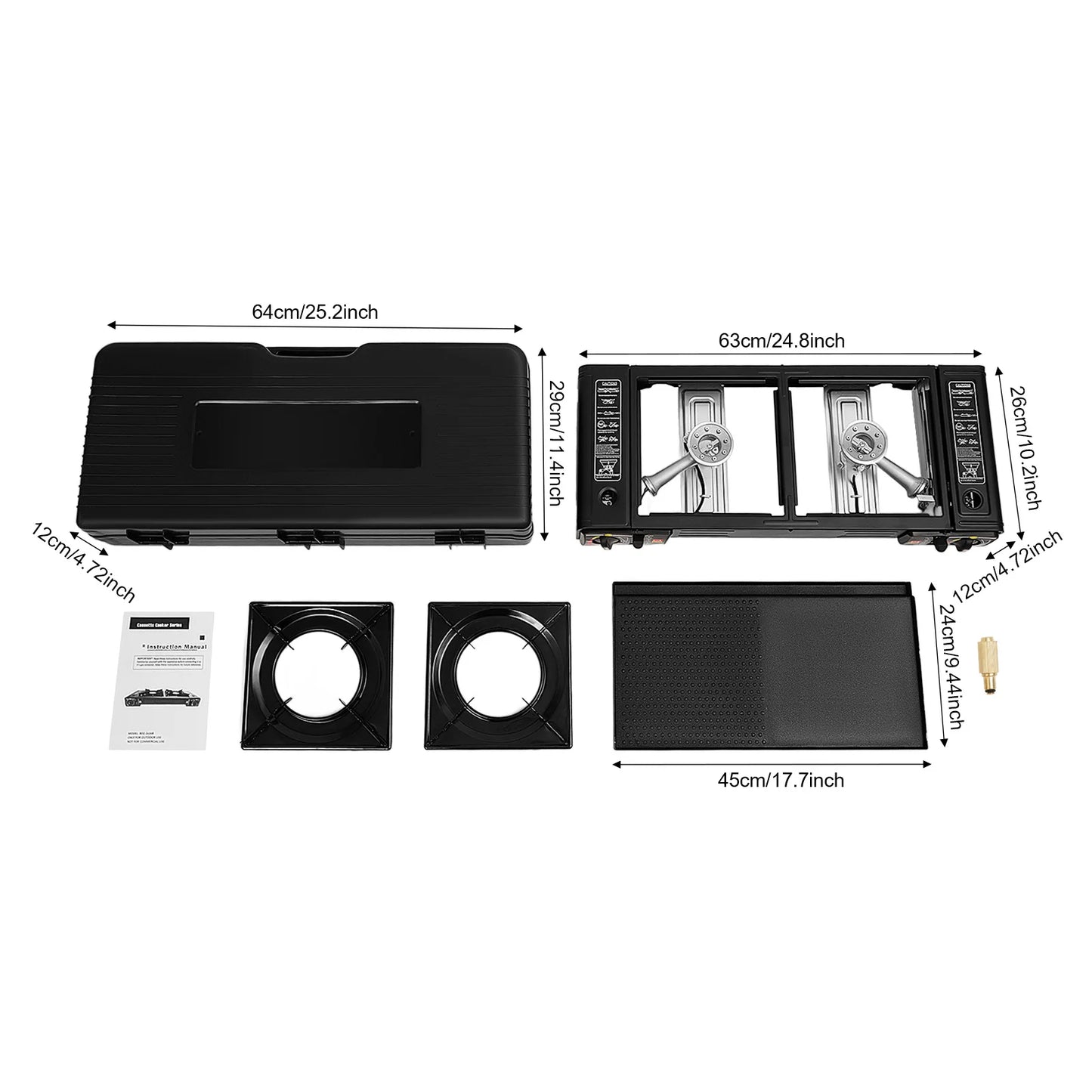 Portable Camping Stove Two Burner With Baking Tray And Case