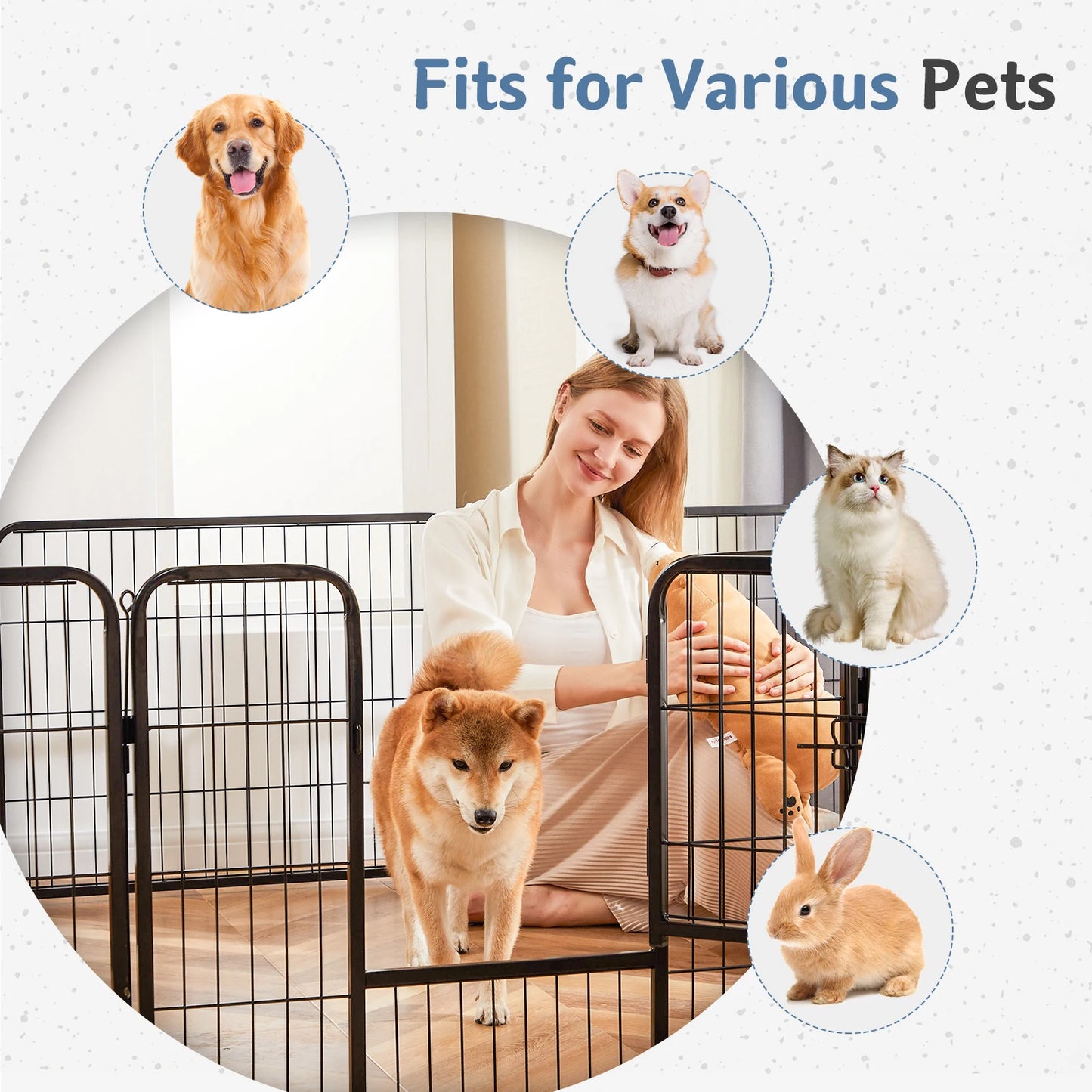 JHK 16-Panel Metal Dog Playpen For Indoor Outdoor Use