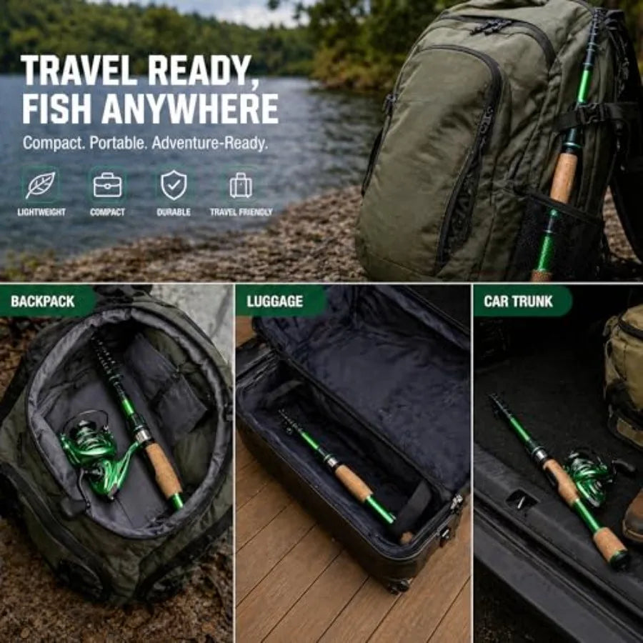 Telescopic Fishing Combo Carbon Fiber Rod 3000 Spinning Reel Kit