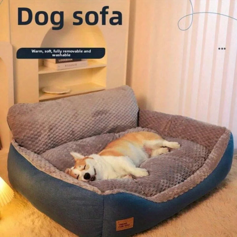Cozy Cotton Dog Bed And All Season Plaid Polyester Mat