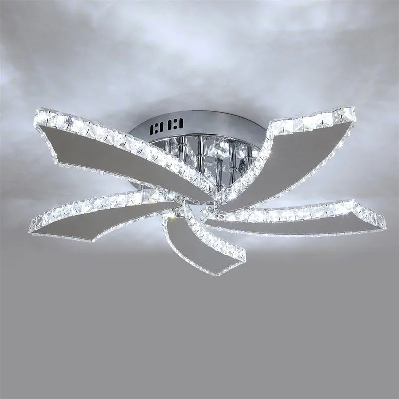VETRULUS Modern Crystal Chandelier Ceiling Fan With LED Lamp