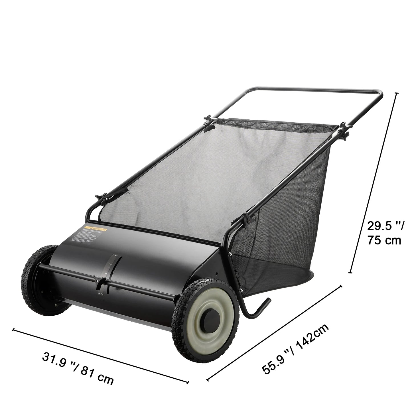 SucceBuy Tow Behind Lawn 21/26/44/50in Sweeper Large Capacity Heavy Duty Leaf & Grass Collector with Adjustable Sweeping Lawn