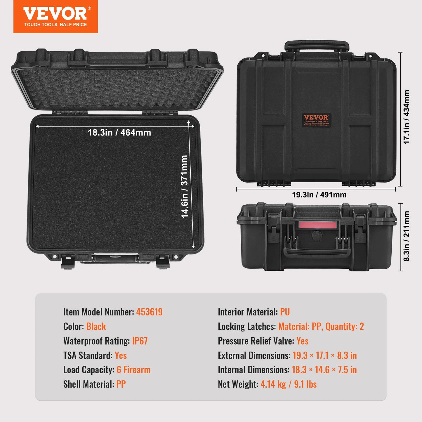 SucceBuy Hard Pistol Cases w/ Pre-cut PU Foam Lining Waterproof Dustproof Hard Gun Case for 1/2/5/6 Pistol Lockable Pistol Case