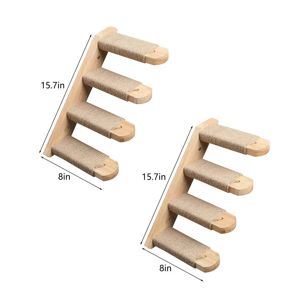 Wall Mounted Cat Bridge With Sisal Rope Wood Platform