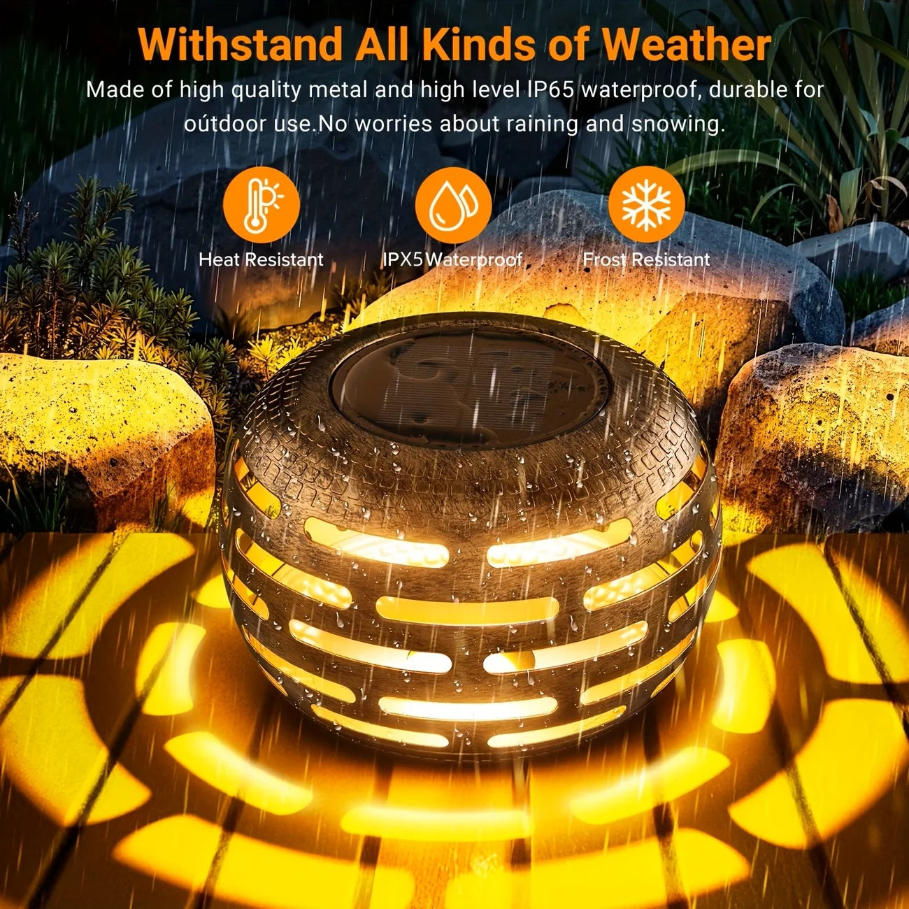 Solar Lanterns Hollow Out Retro Metal Solar Lights Outdoor Waterproof Light Flickering Solar LED Light Lantern Garden Yard Decor