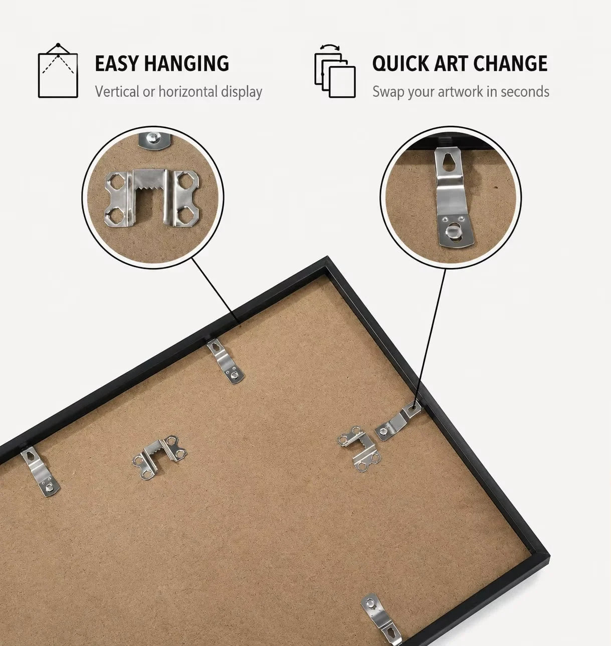 Modern Aluminum Picture Frames Set, 3 Pieces, With Mat
