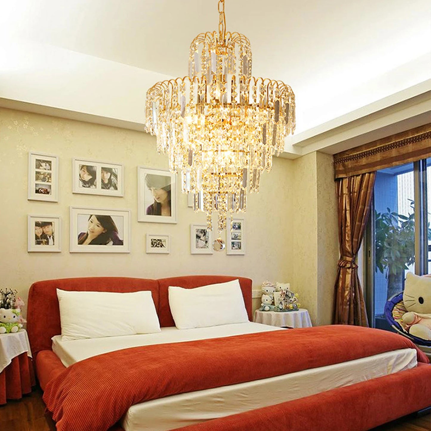 Elegant Modern Ceiling Light K9 Crystal Chandelier Metal And Glass