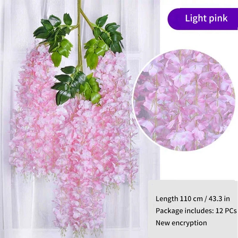 Artificial Wisteria Rattan Wreath for Wedding Arch and Home Decor