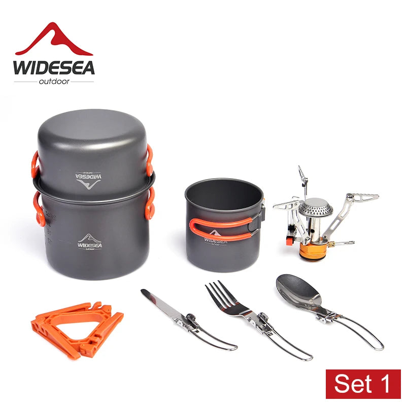 Widesea Camping Cookware Set Outdoor Tableware Portable Stove Pot Cup