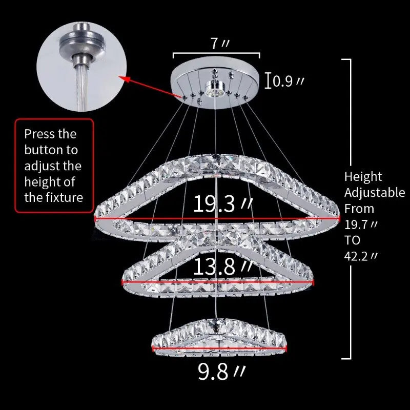 VETRULUS Crystal LED Modern Pendant Light Chandelier