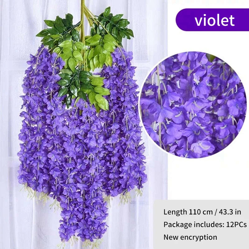 Artificial Wisteria Rattan Wreath for Wedding Arch and Home Decor