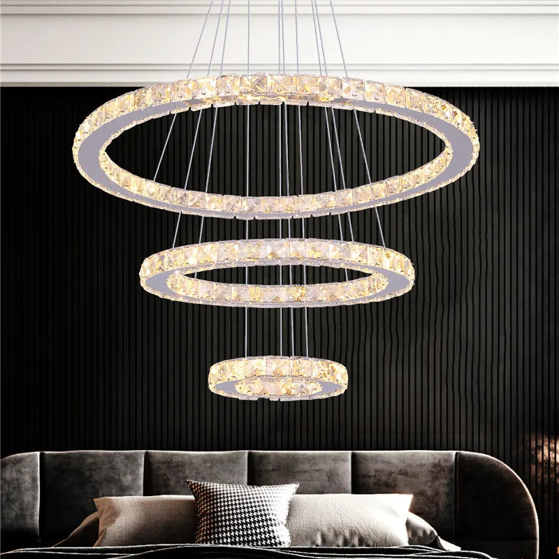 VETRULUS Crystal LED Modern Pendant Light Chandelier