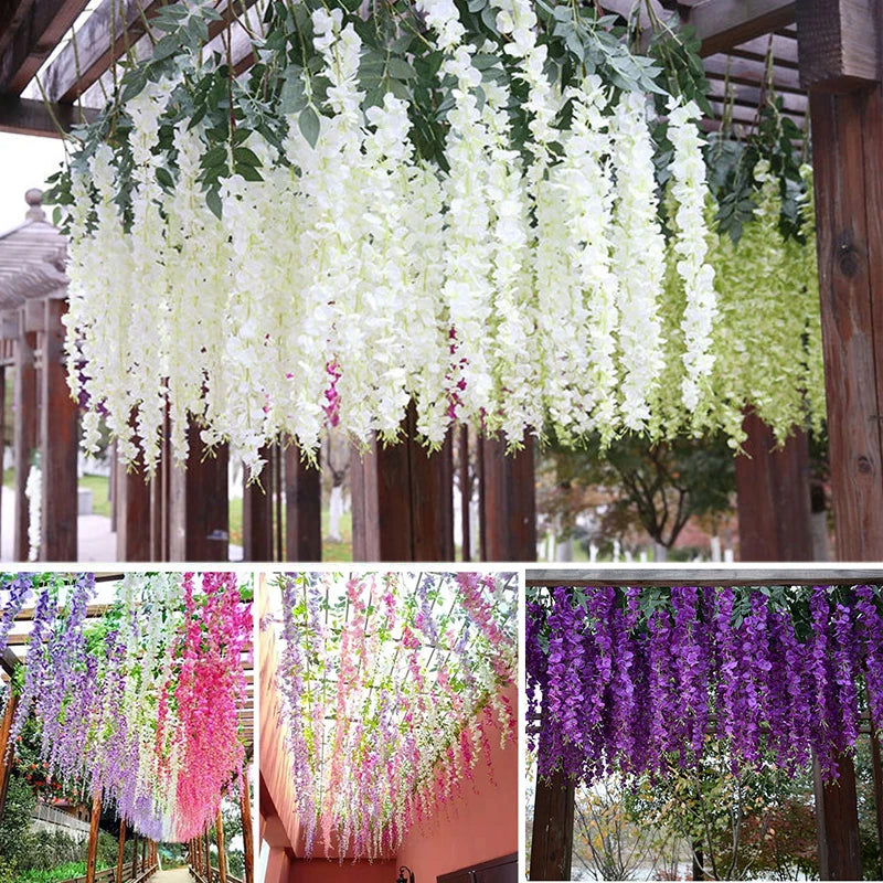 Artificial Wisteria Rattan Wreath for Wedding Arch and Home Decor