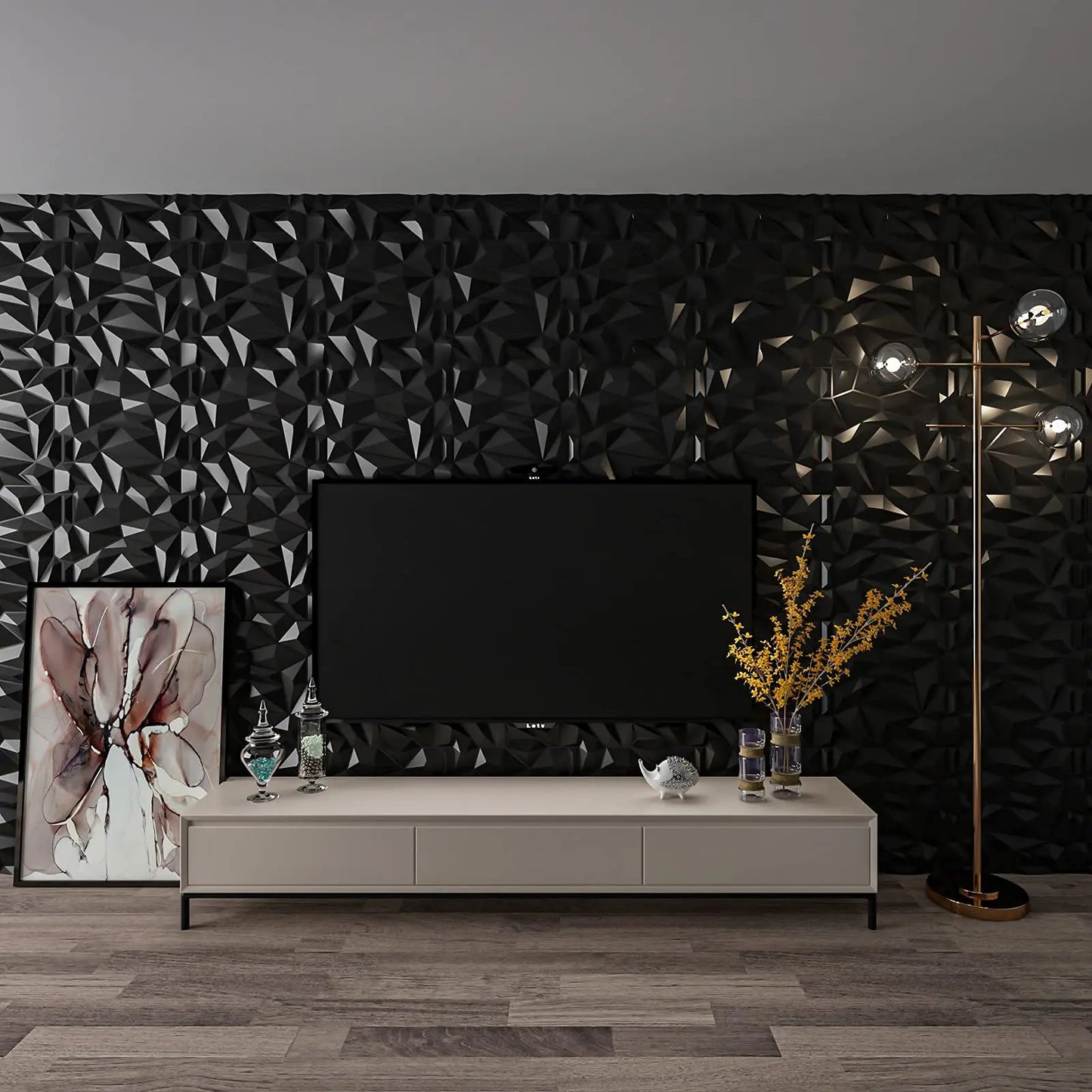 Art3d 3D Diamond Wall Panels For Living Spaces Pack 12