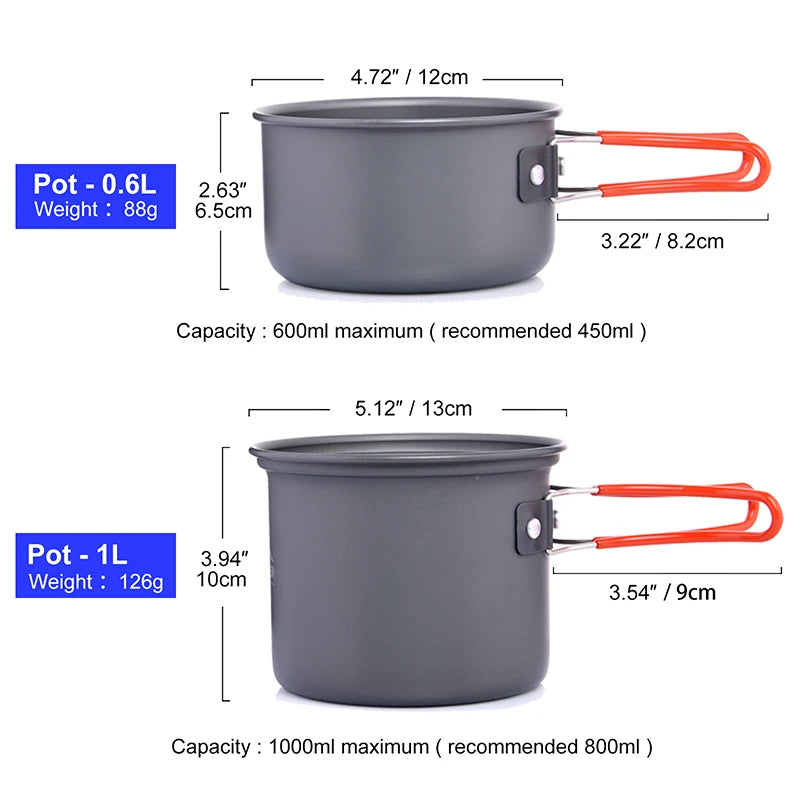 Widesea Camping Cookware Set Outdoor Tableware Portable Stove Pot Cup