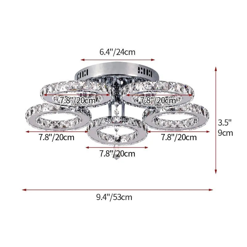 VETRULUS Modern Crystal LED Chandelier Ceiling Light Pendant Fixture