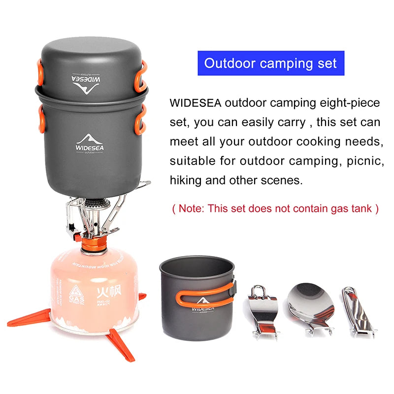Widesea Camping Cookware Set Outdoor Tableware Portable Stove Pot Cup
