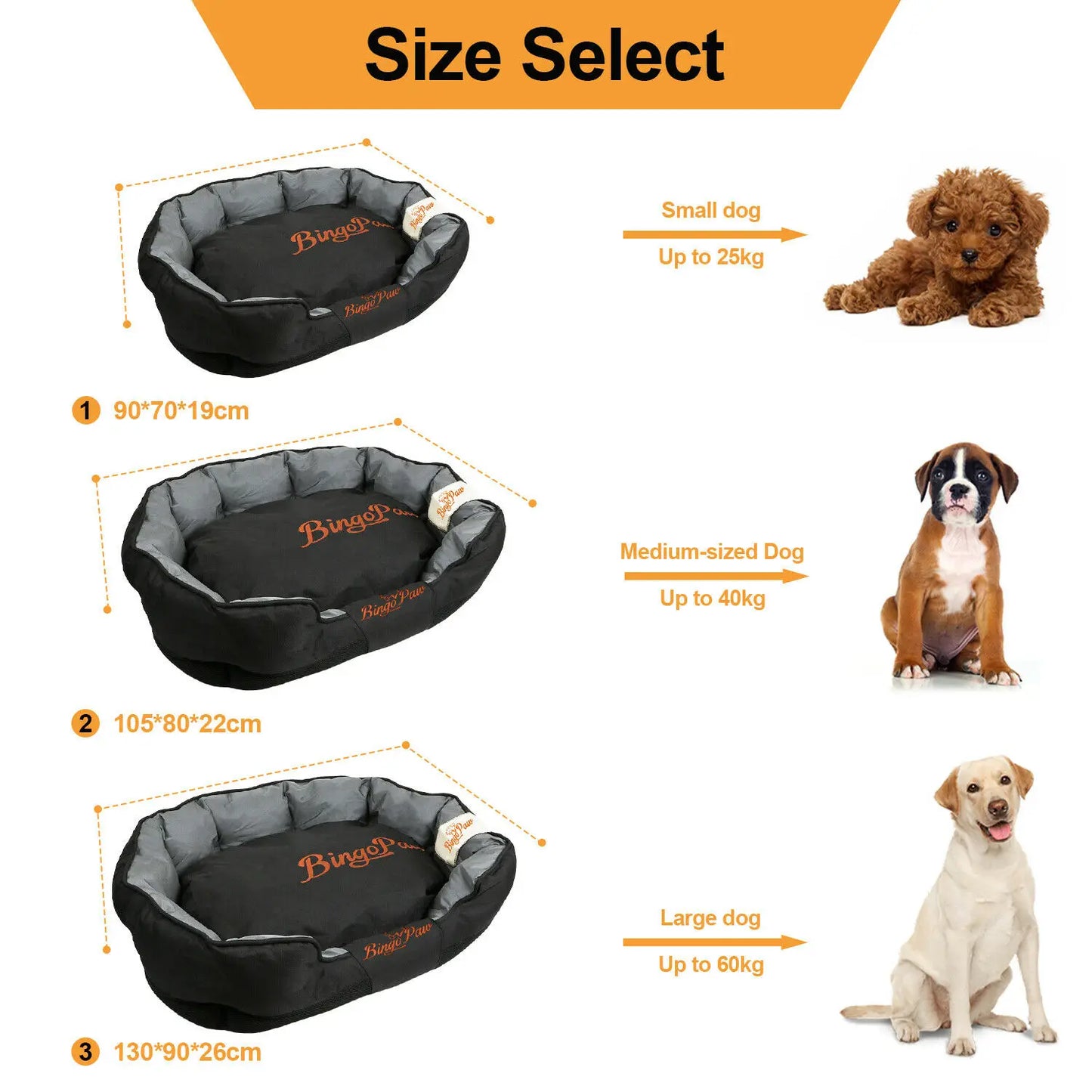 BINGOPAW Waterproof Orthopedic Dog Bed Sofa Mat Kennel Washable