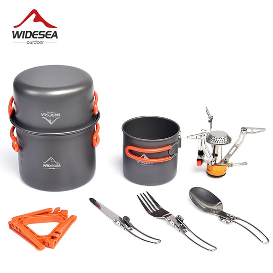Widesea Camping Cookware Set Outdoor Tableware Portable Stove Pot Cup