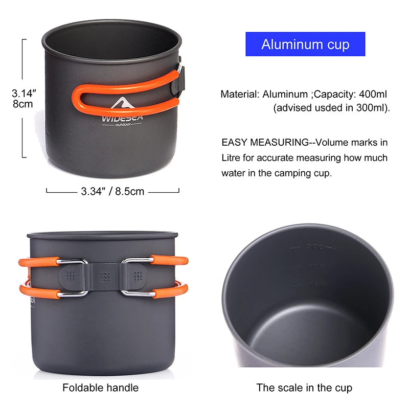 Widesea Camping Cookware Set Outdoor Tableware Portable Stove Pot Cup