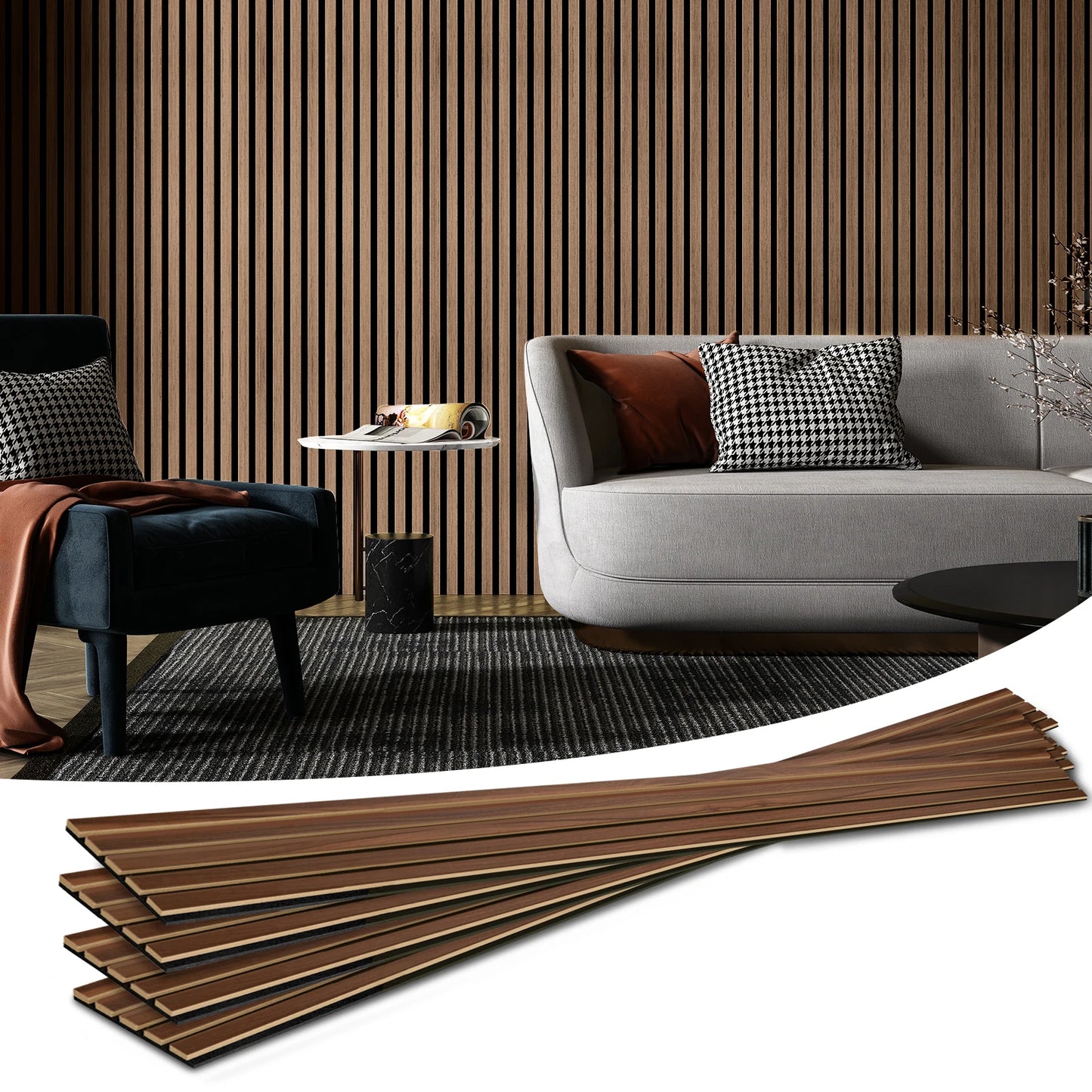 Art3d Wood Slat 3D Textured Acoustic Panels for Noise Reduction