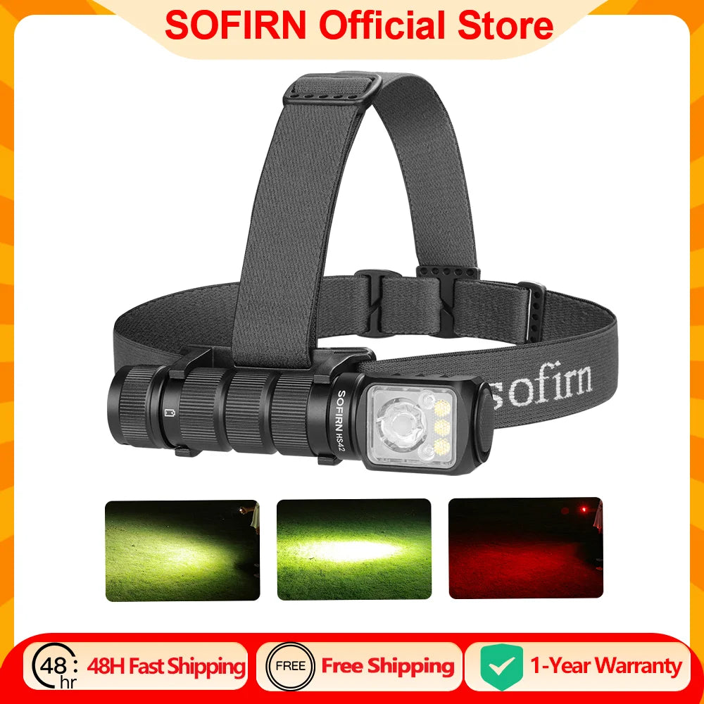 Sofirn HS42 USB C Rechargeable Headlamp 2100 Lumens For Camping