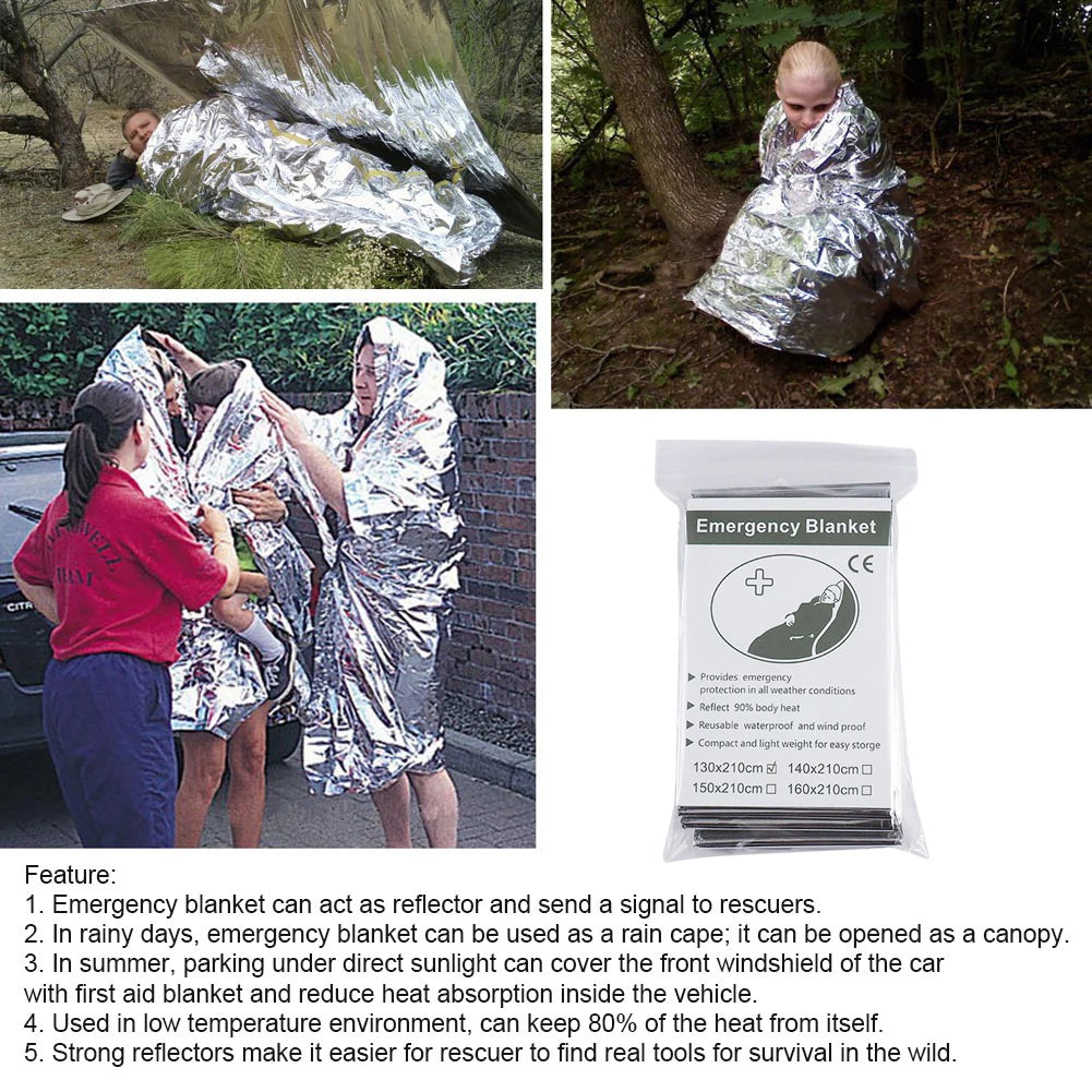 30-1PCS Emergency Rescue Blanket Outdoor Survive First Aid survival blanket Military Rescue Kit Rescue Foil Thermal Blanket ﻿