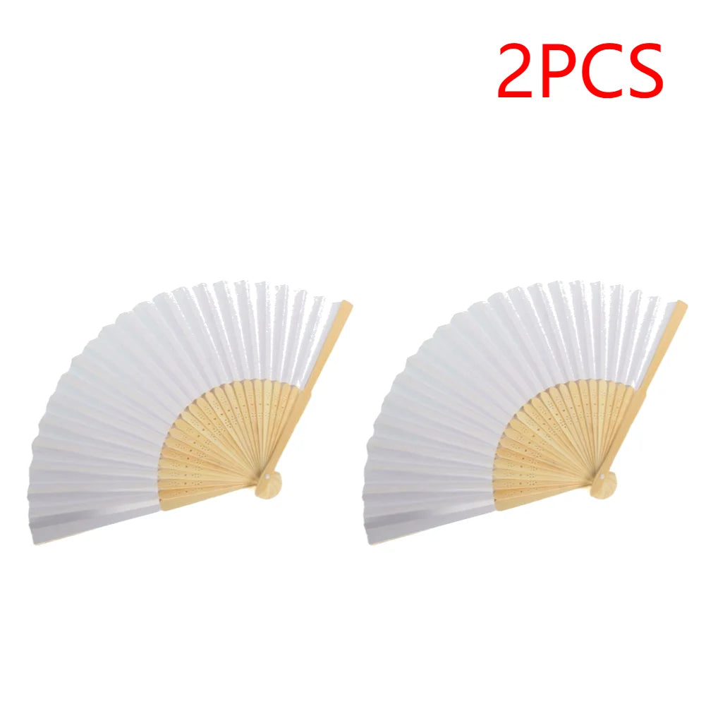1-50PCS White Hand Folding Fan Graffitable Bamboo Folding Fan Portable Chinese Fan for church wedding gifts party Room Decor