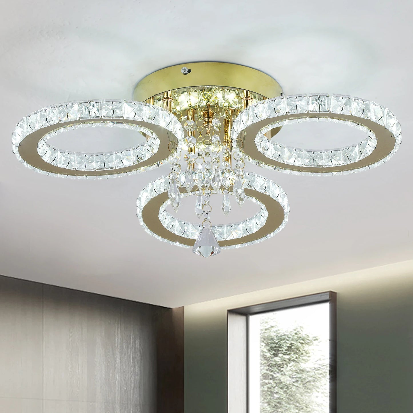 VETRULUS Crystal LED Ceiling Chandelier For Living Room And Dining