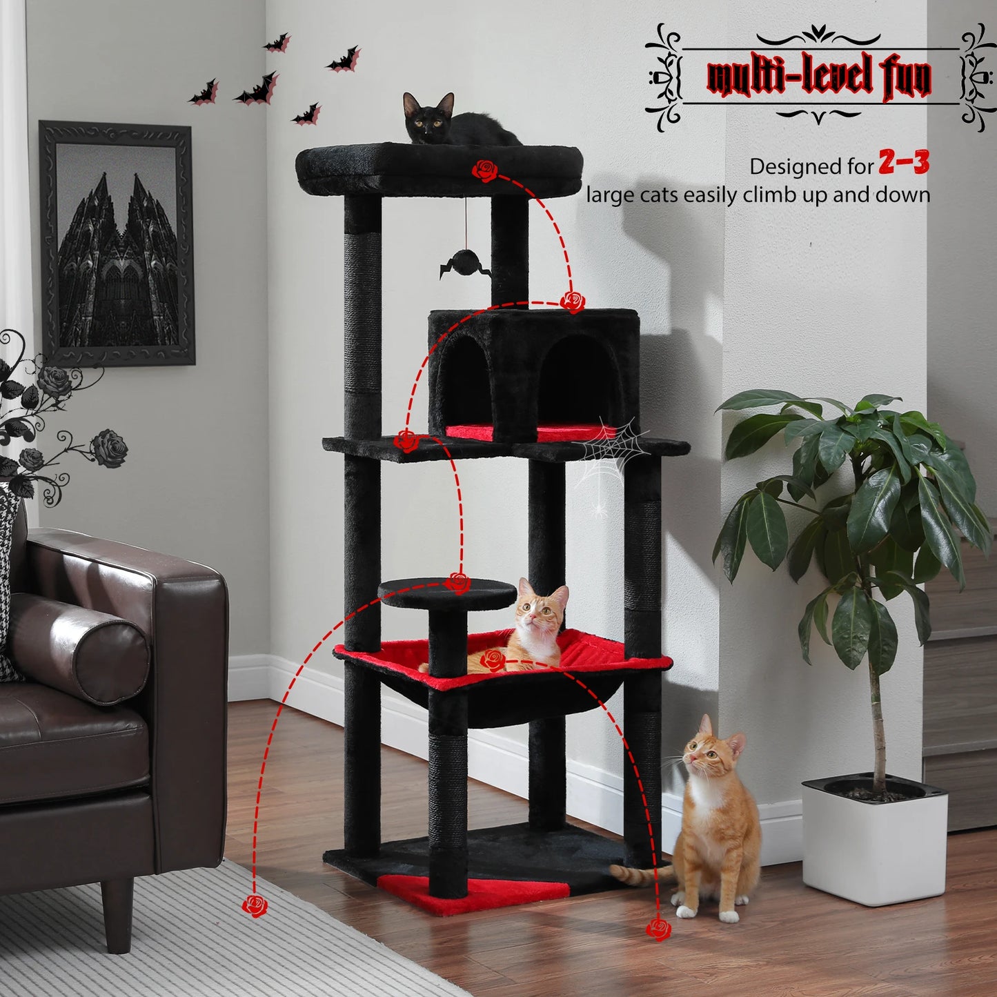 PAWZ Road 5-Level Cat Tree Indoor Tower With Hammock