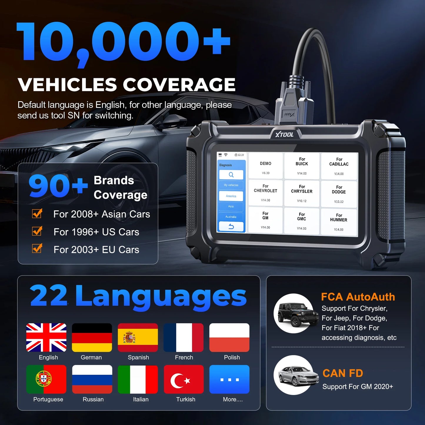 XTOOL D6 V2.0 All System Diagnostic Tools OBD2 Scanner