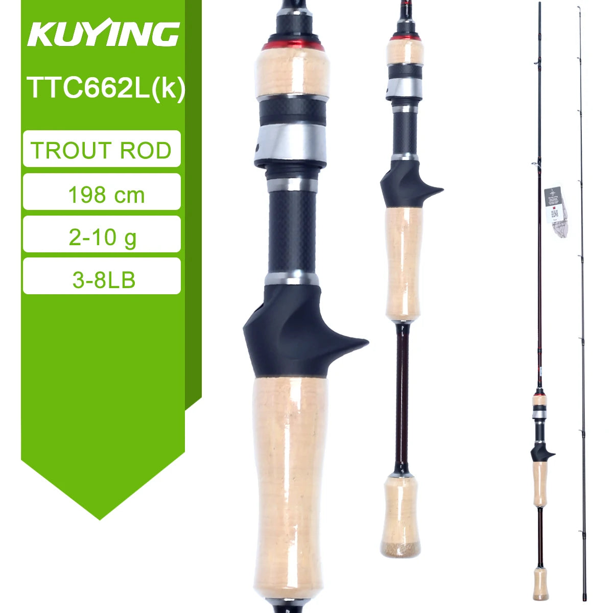 Kuying Teton Spinning Casting Rod BFS Pole Carbon 0.8-8g 1-8lb