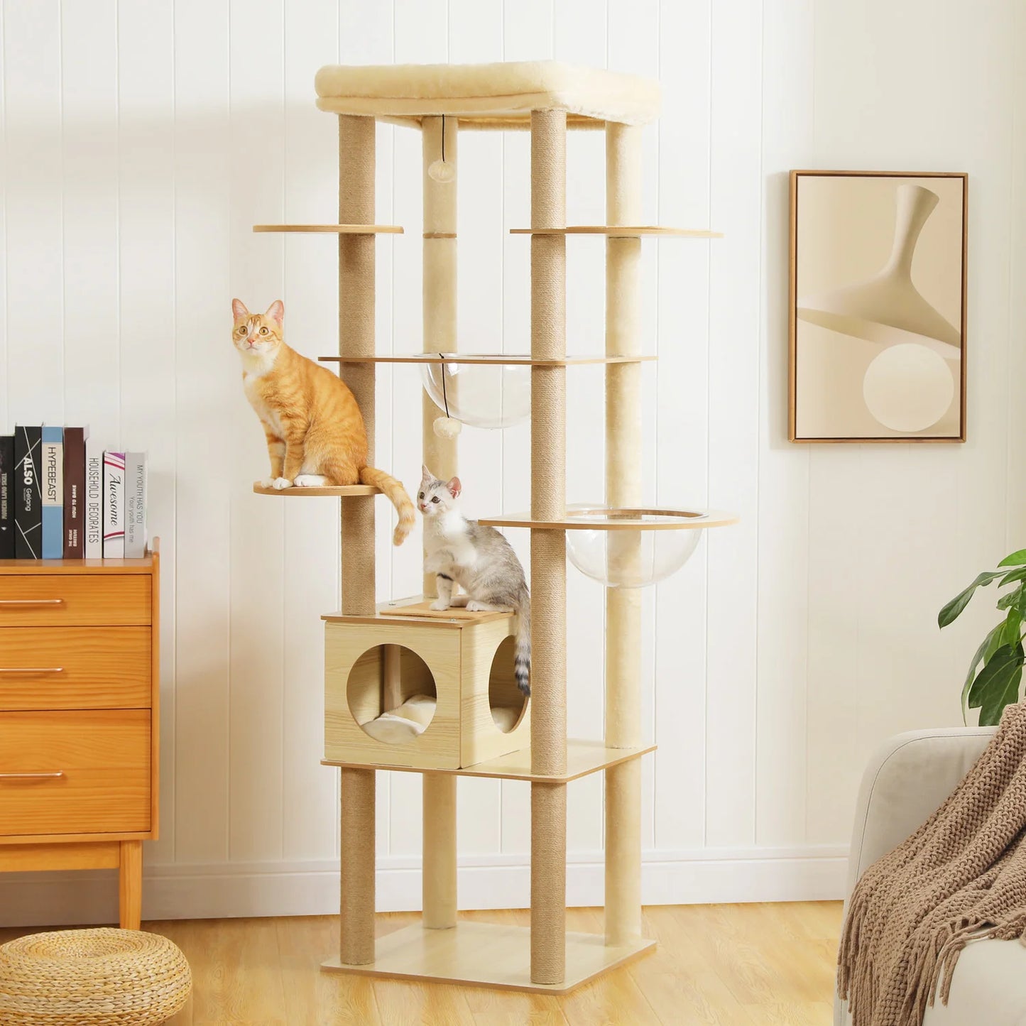 PAWZ Ro Multi-Level Cat Tree Indoor Wood Tower Deluxe