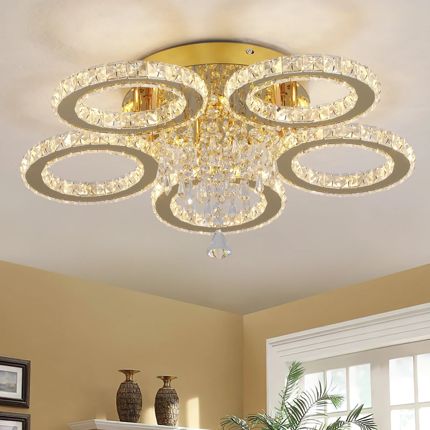 Vinilky Crystal Ceiling Chandelier For Living Room And Dining