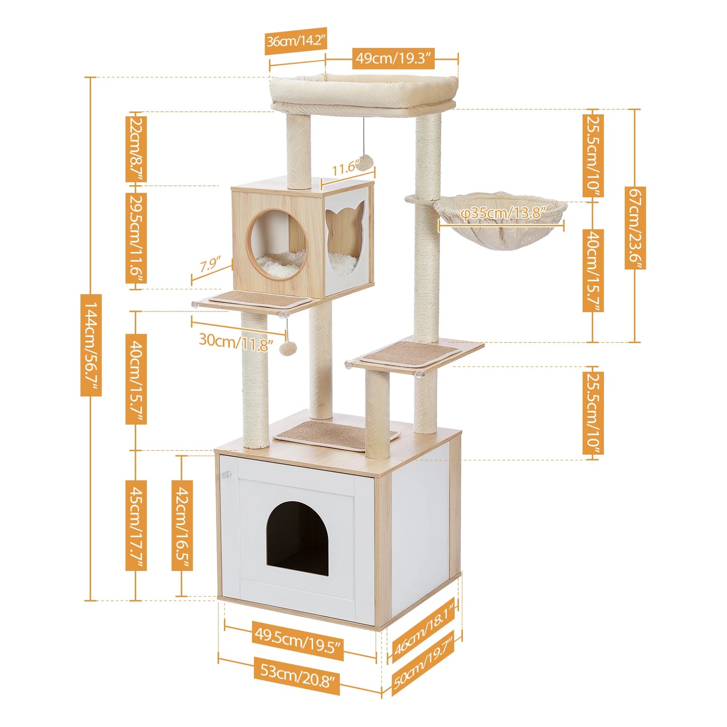 PAWZ Ro Multi-Level Cat Tree Indoor Wood Tower Deluxe