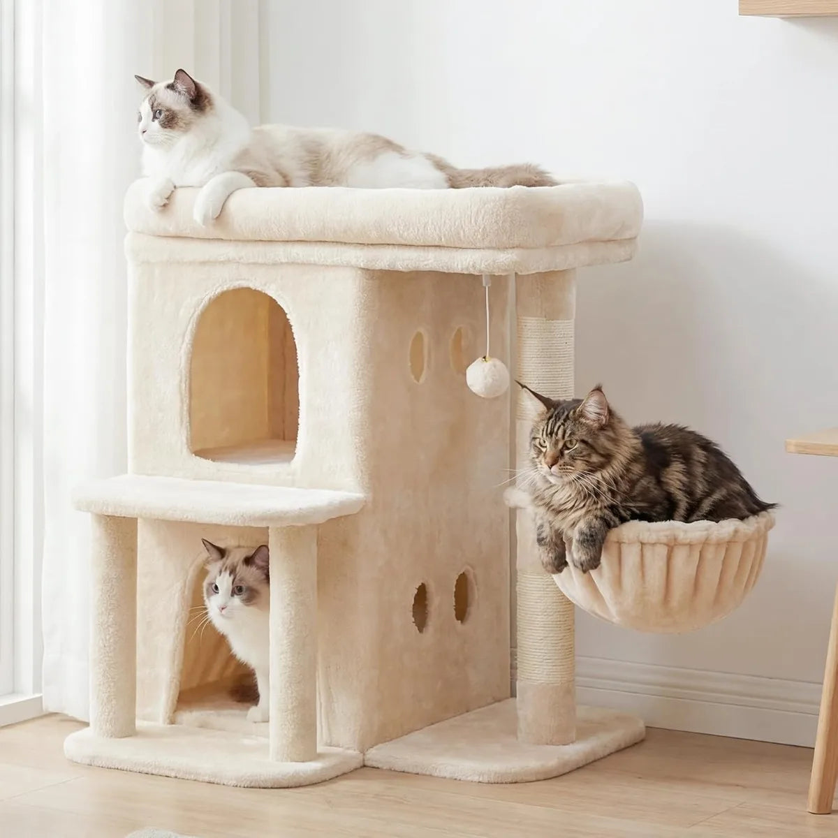 NBVCX Cat Tree Tower With Spacious Perch And Dual Condos