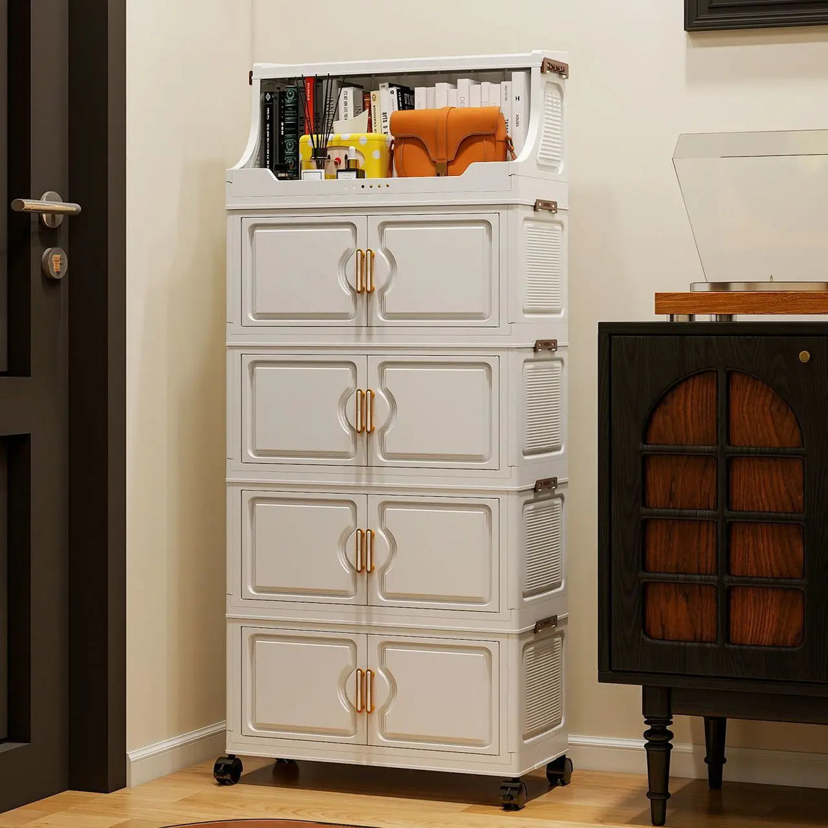 Multi Layer Foldable Plastic Snack And Toy Storage Rack