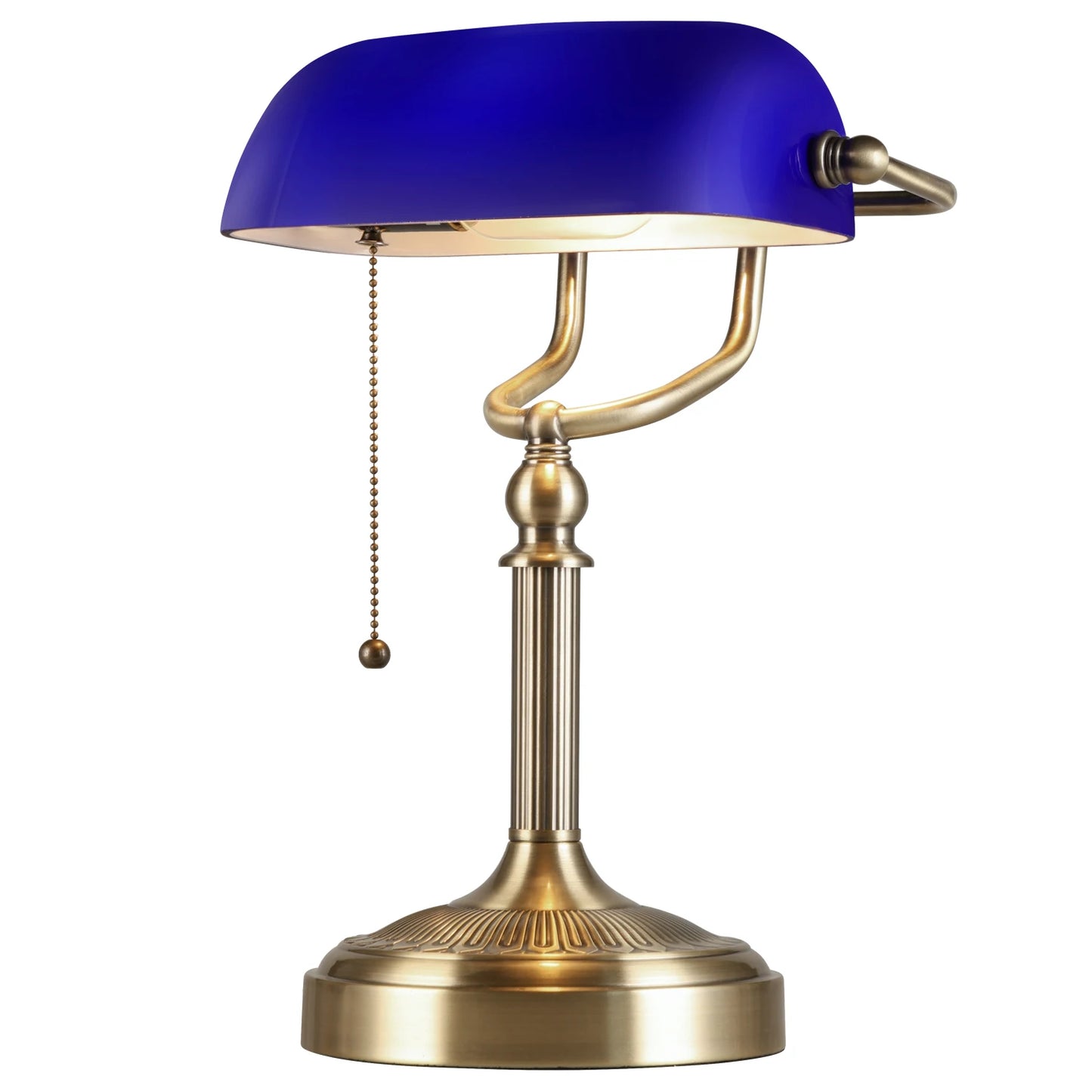 Green Glass Banker Lamp With Chain Switch E27/E26 Desk Lamp