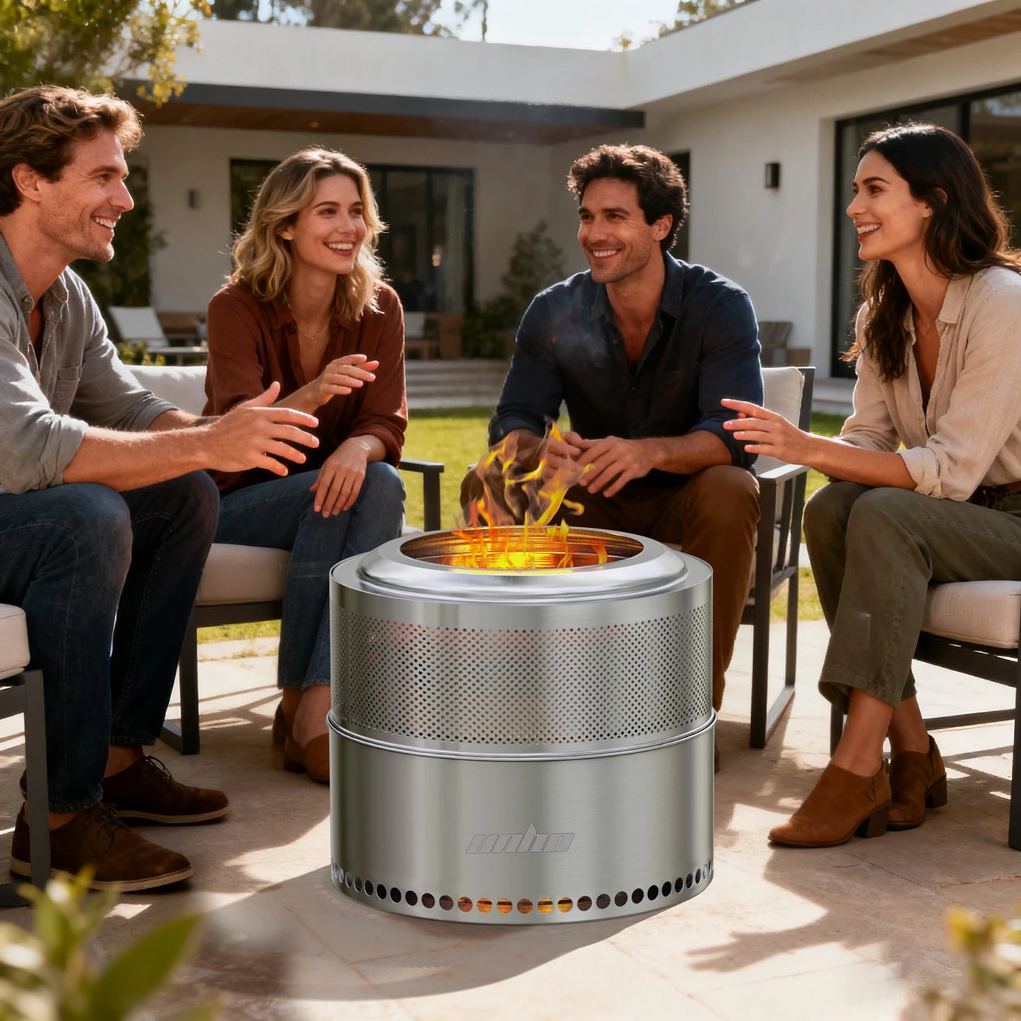 Wood Burning Firepit,Large Stainless Steel Smokeless Fire Pit with Carry Bag,Outdoor Camping Firewood Burner Stove