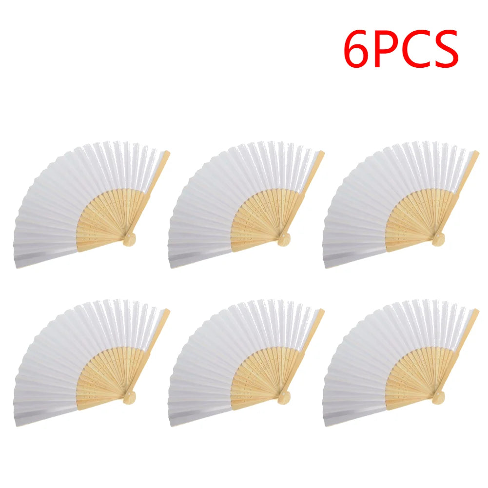 1-50PCS White Hand Folding Fan Graffitable Bamboo Folding Fan Portable Chinese Fan for church wedding gifts party Room Decor