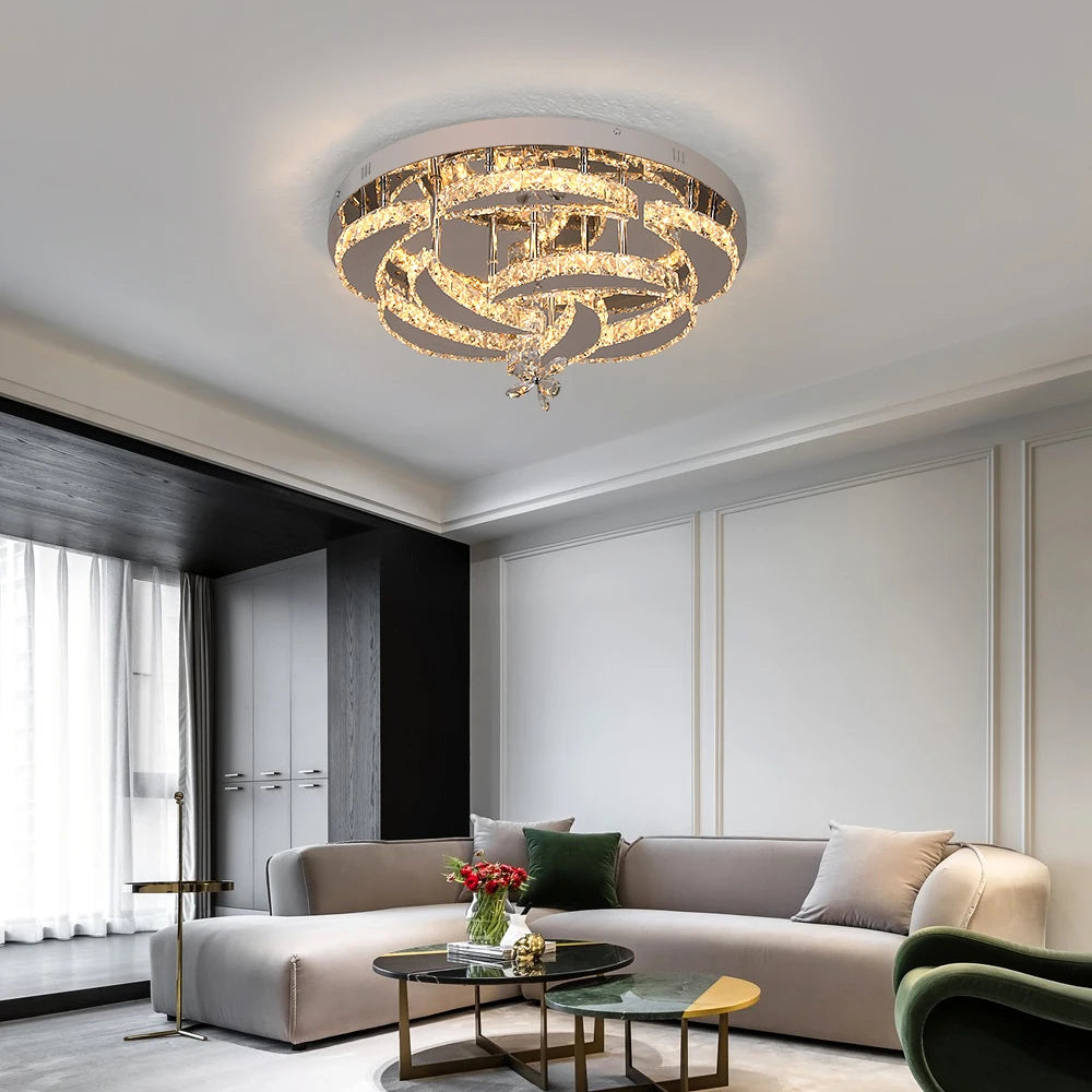 VETRULUS Modern Crystal LED Chandelier Ceiling Light For Living Room
