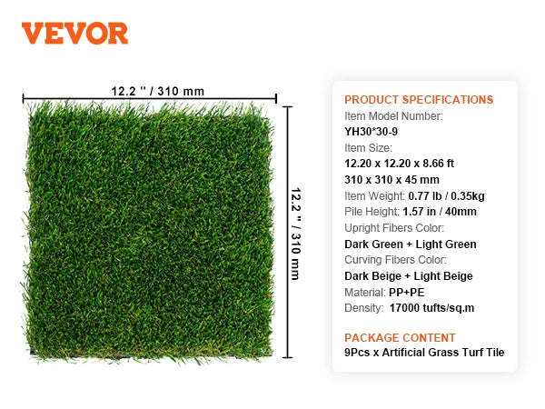 SucceBuy Artifical Grass Rug Green Turf 1.38/1.57" Fake Door Mat Outdoor Patio Lawn Decoration Easy to Clean with Drainage Holes