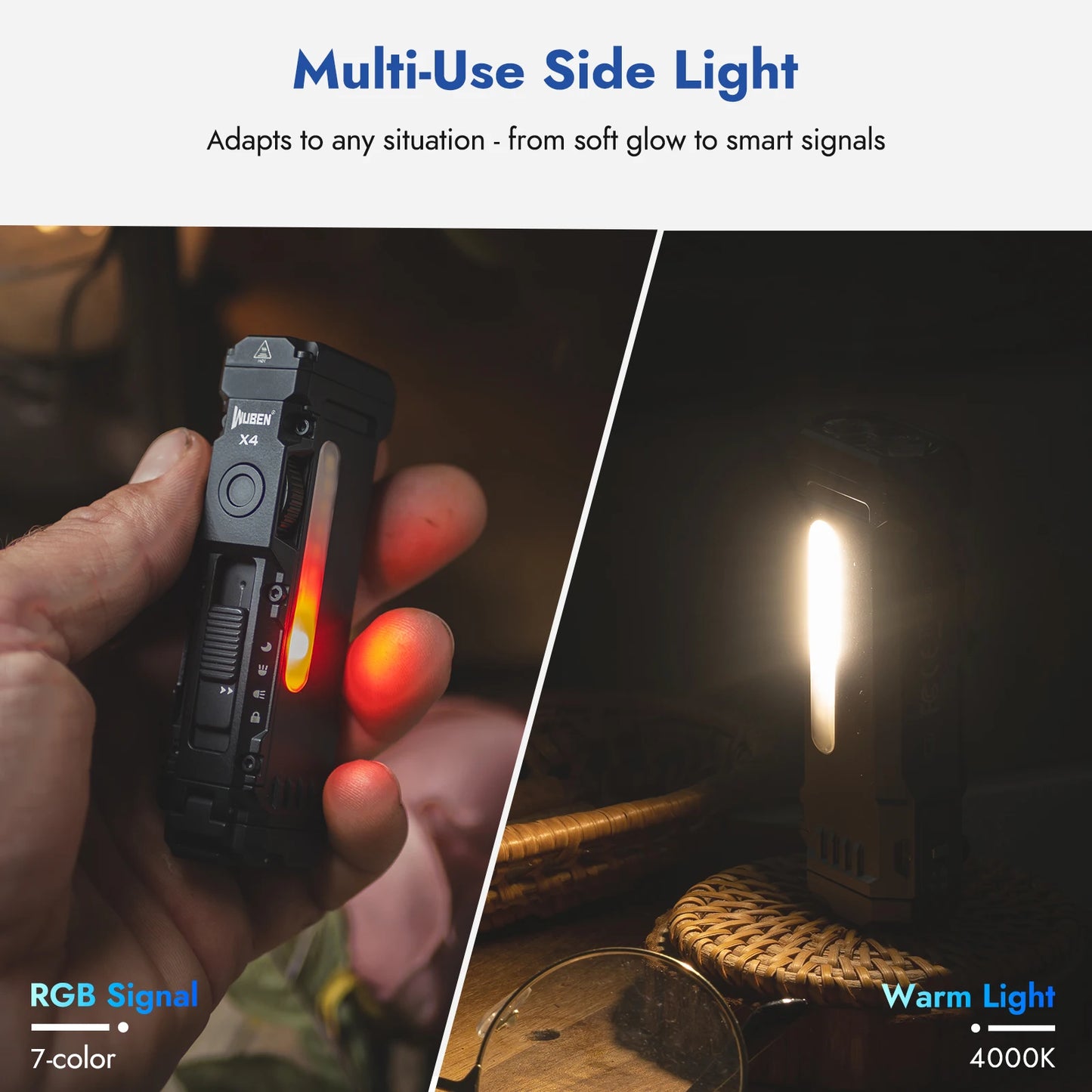 WUBEN X4 EDC Flat Flashlight RGB 1600 Lumens Magnetic IP68
