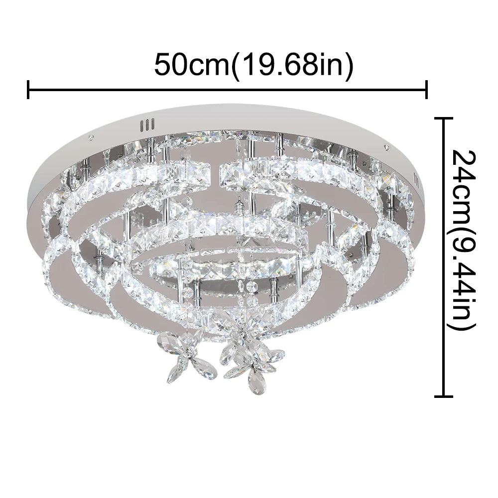 VETRULUS Modern Crystal LED Chandelier Ceiling Light For Living Room