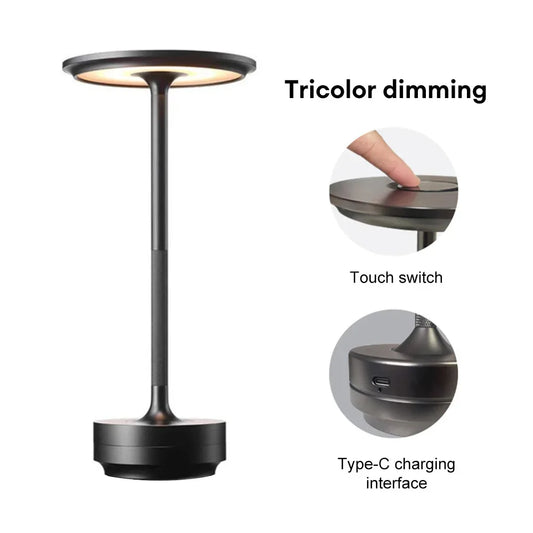 HPH LED Desk Lamp USB Touch Dimming Metal Night Light