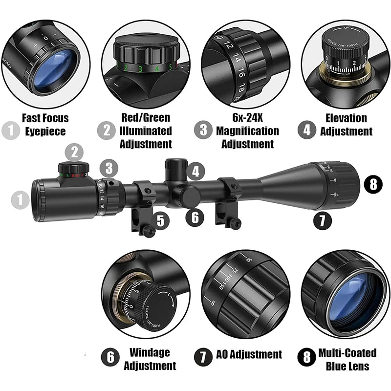 Bestsight Illuminated Tactical Hunting Rifle Scope With Red Green Reticle