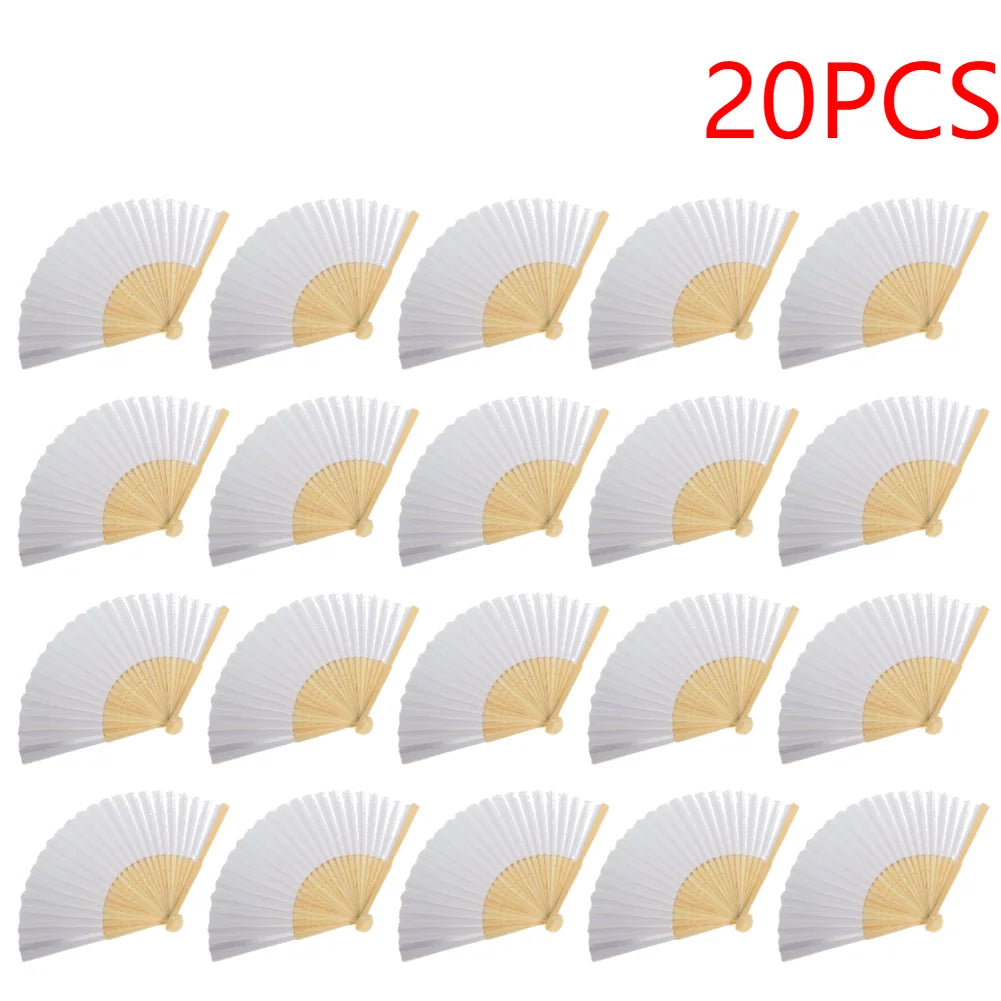 1-50PCS White Hand Folding Fan Graffitable Bamboo Folding Fan Portable Chinese Fan for church wedding gifts party Room Decor