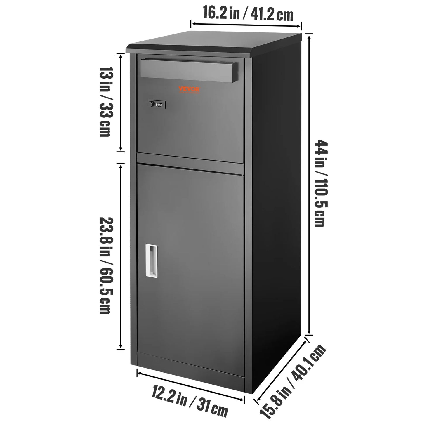 SucceBuy Wall Mounted Anti-theft Mailbox IPX3 Waterproof Package Delivery Box for Outside Large Storage locking Mailbox for Home
