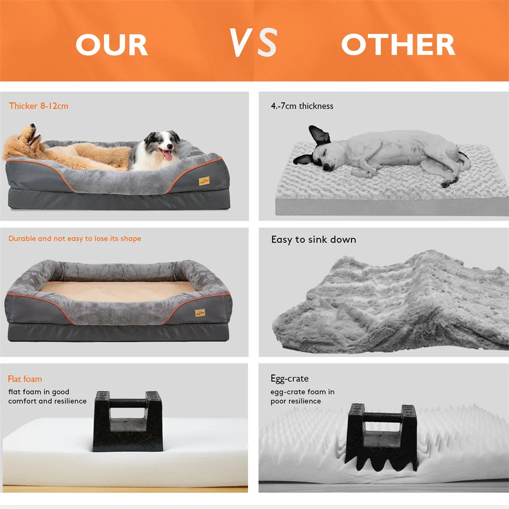Borwart Orthopedic Memory Foam Dog Bed With Waterproof Removable Cover