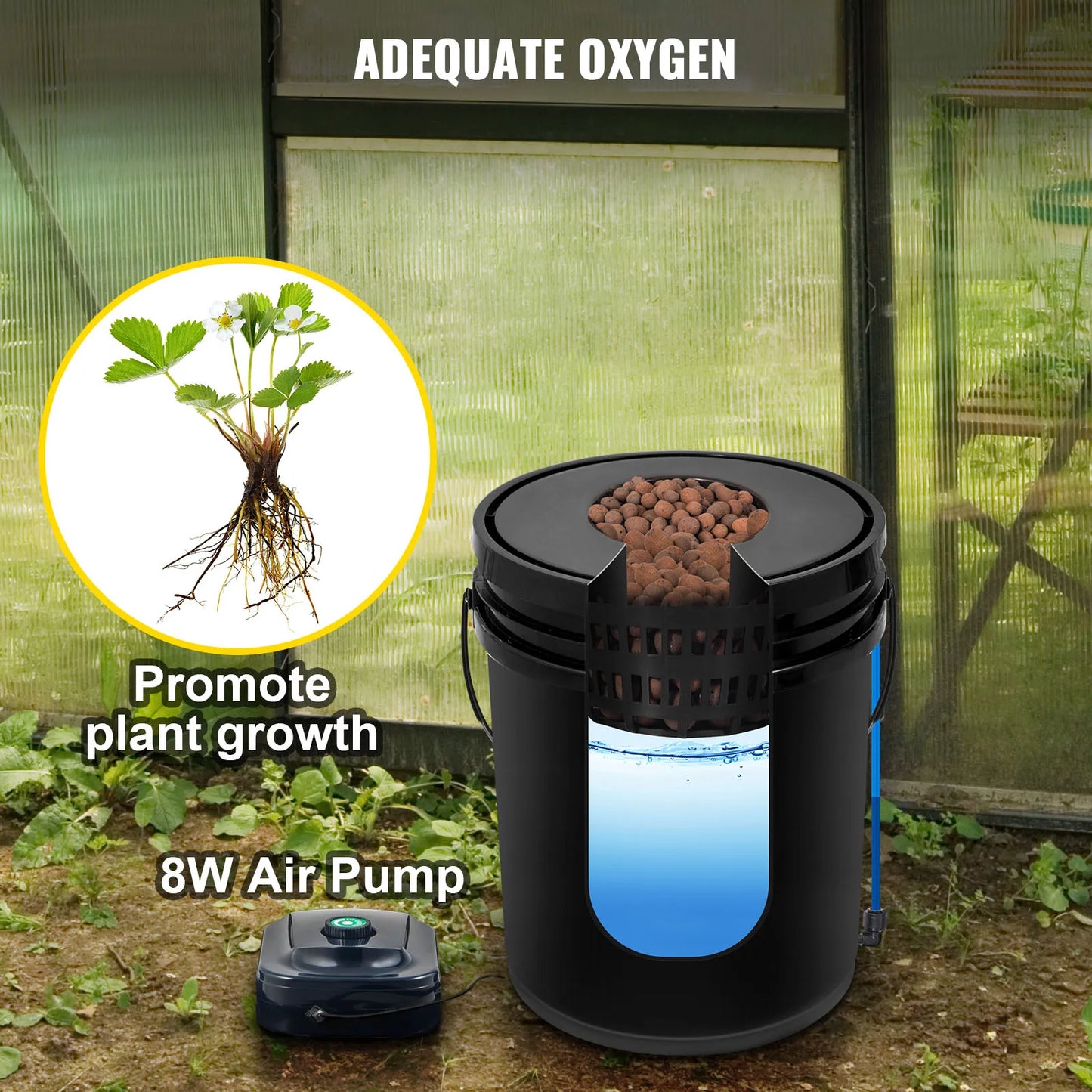 SucceBuy Hydroponics Deep Water Culture DWC Hydroponic System 5 Gallon 4 / 5 / 8 Buckets Hydroponic Systems, Parts & Accessories